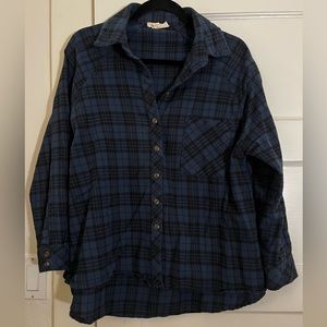 Blue Plaid Button Down Top. Size S.